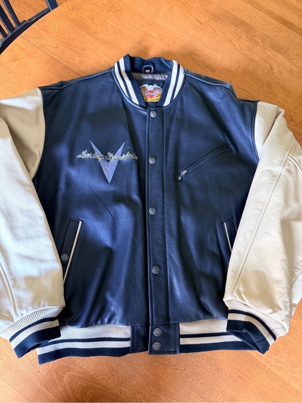 Harley-Davidson Leather Varsity Jacket, Men’s XXL, Worn Once
